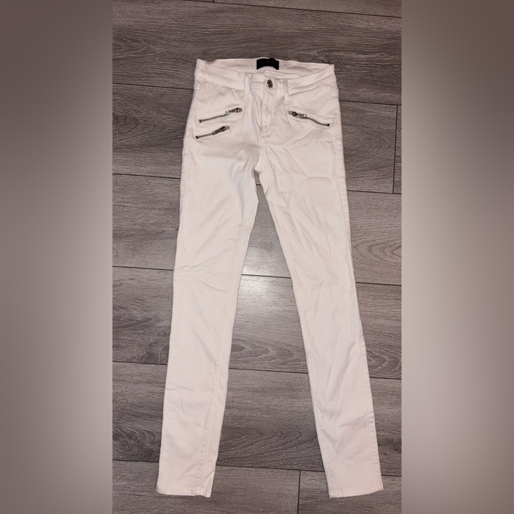 Black Orchid Los Angeles Size 25 White Skinny Jeans Zipper Accents